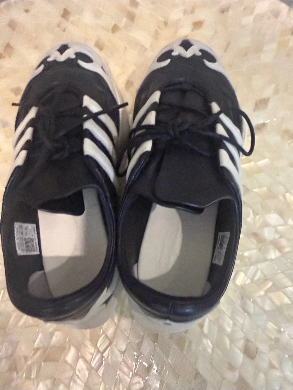 Yohji Yamamoto Black and White Striped Leather Sneakers size 5